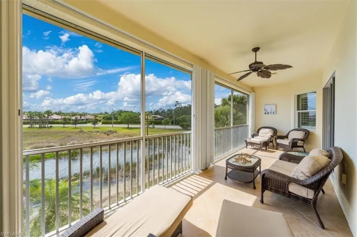 Lanai with lake views