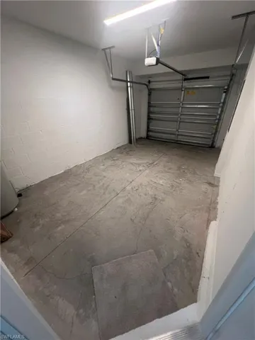 Garage with concrete block wall