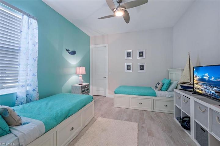 The guest bedroom is quite large and includes an ensuite bath and large closet. It's perfect for guests!