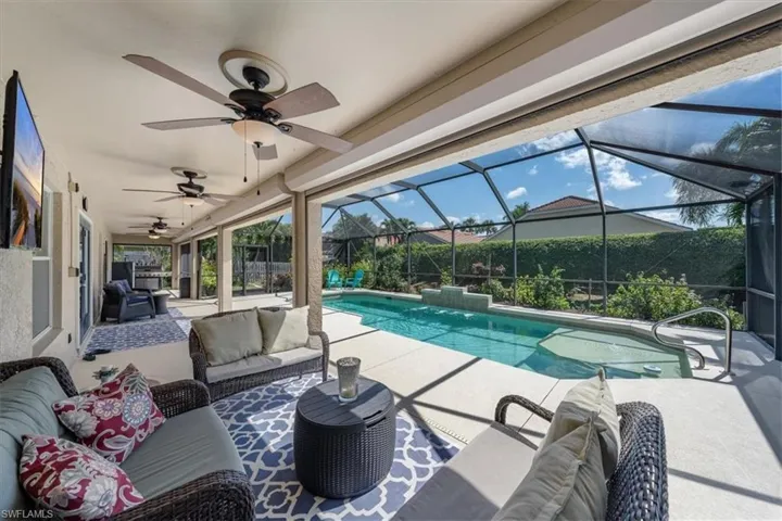 Under roof lanai extends entire length of home