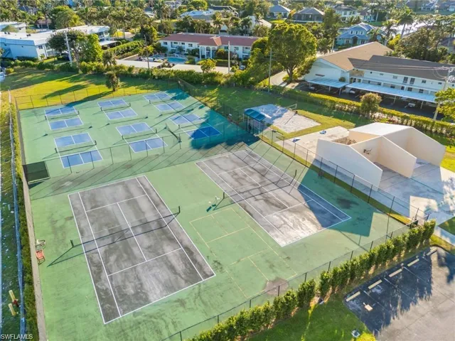 Bird's eye view featuring tennis and pickleball