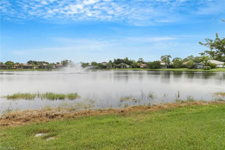 Serene lake view with the relaxing sound of the fountain