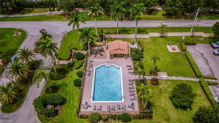 Aerial view of a pool