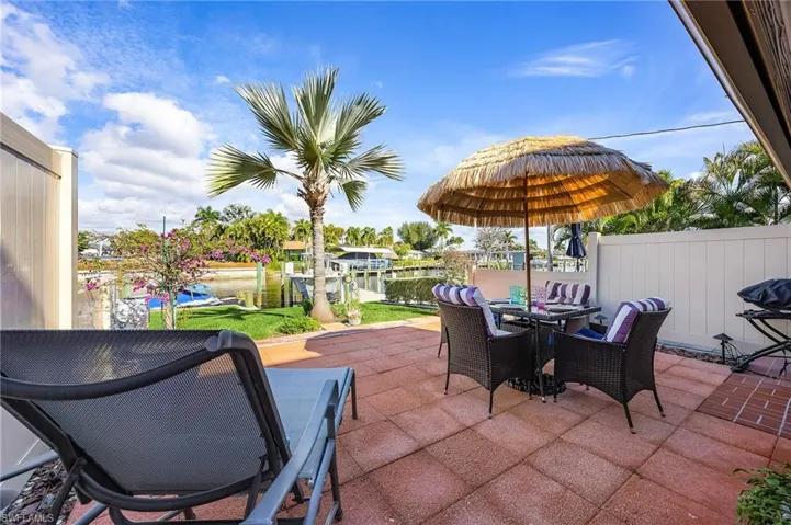View of patio / terrace with a water view and outdoor dining space