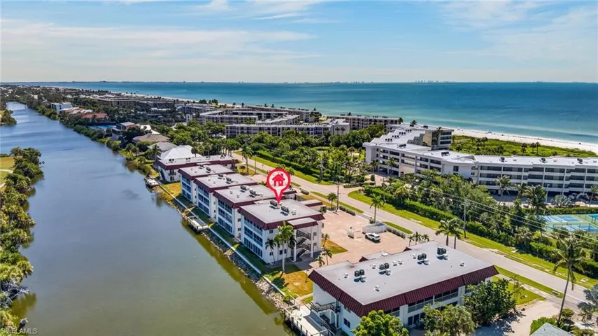 Canal-front condominium complex with private boat docks