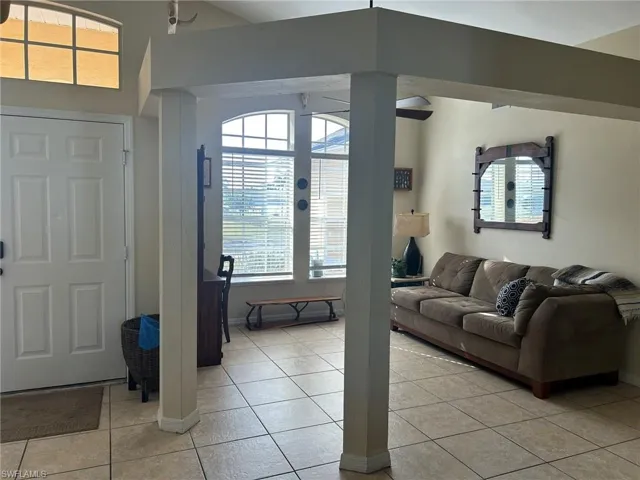 View of tiled living room