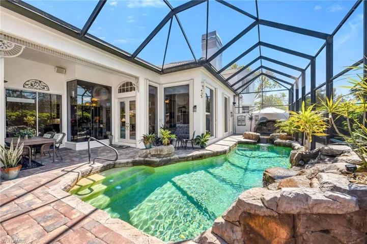 Pool has waterfall, spa, and LED lighting - all can be controlled with an app.