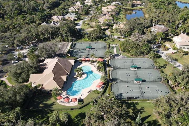 Community fitness center and surrounding activity courts.