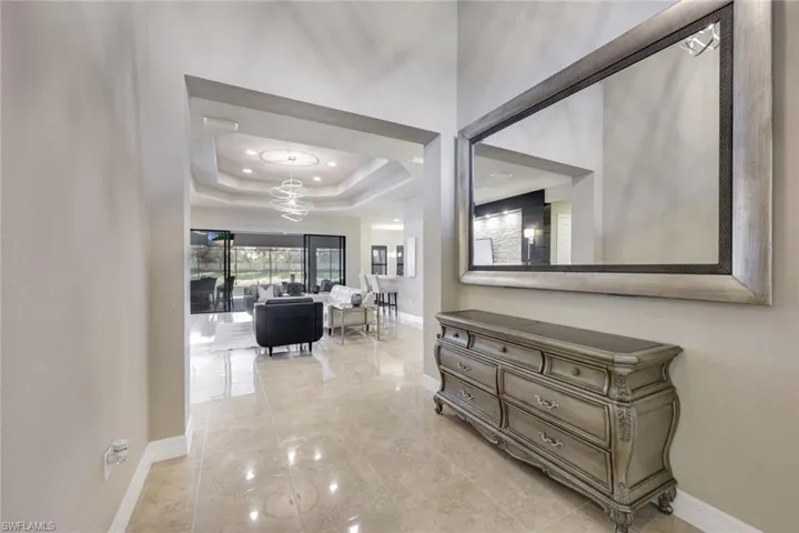Foyer with 22" Ceilings, Polished Porcelain Floors