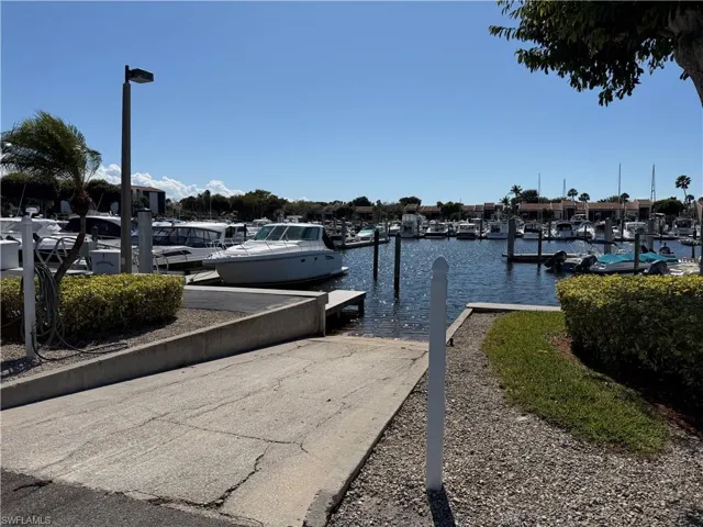 Dock with a boat ramp