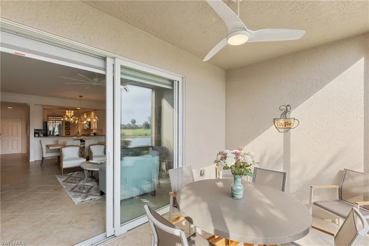 Rear lanai space overlooking the golf course and water views