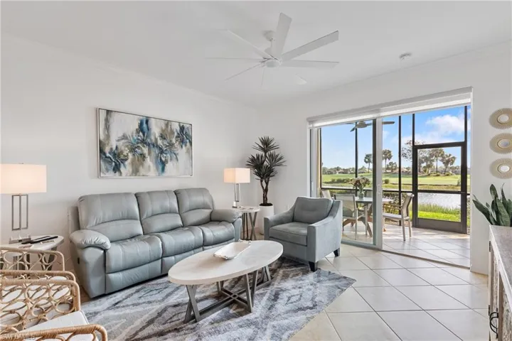Living room open to the rear screened lanai