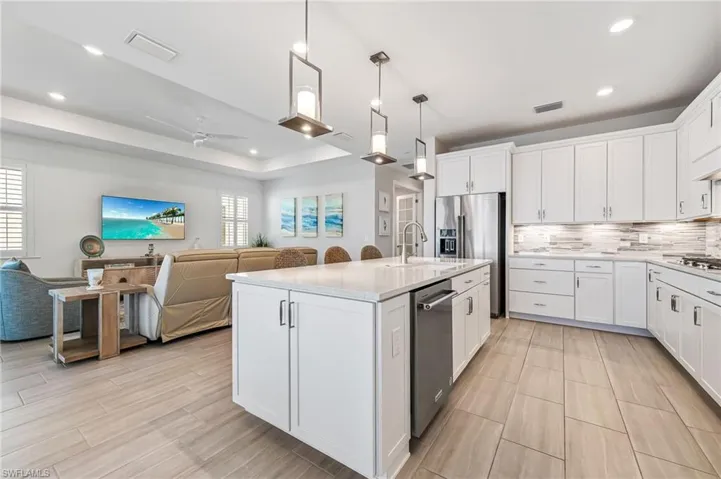 Kitchen island with upgraded lighting