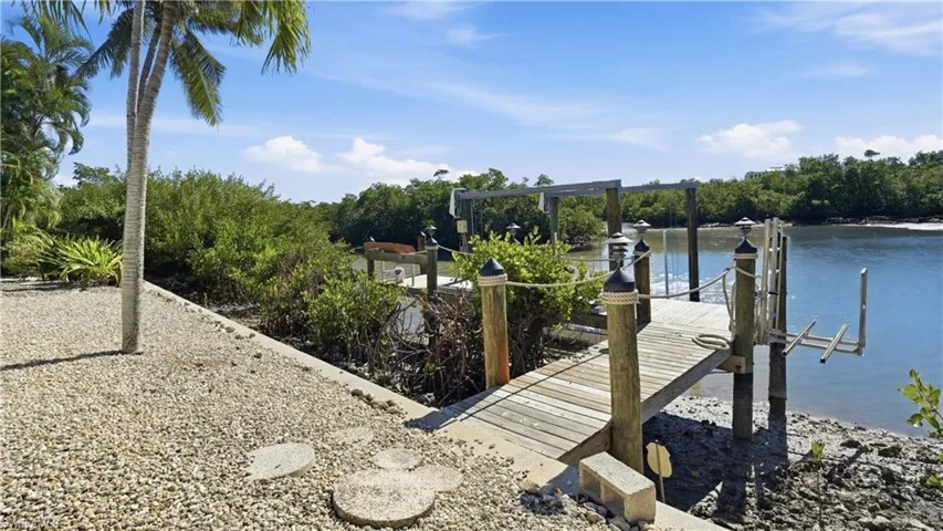 Dock with boat lift and a water view - Virtually Edited Image