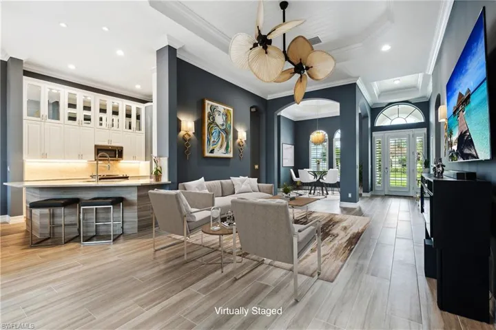 Spacious living room and fully updated kitchen.