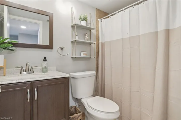 Updated ensuite with tile floors and tiled shower