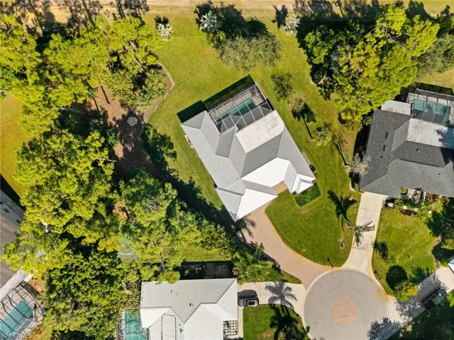 A stunning aerial perspective showcases the expansive lot, private backyard, and ideal cul-de-sac location, space, privacy, and lifestyle all in one.