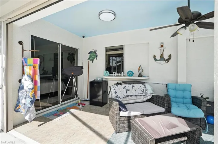 Office space featuring a ceiling fan and