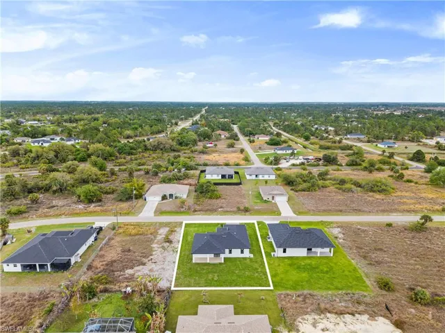 Aerial perspective of suburban area