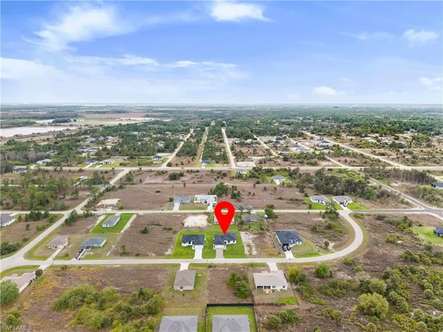 Aerial perspective of suburban area