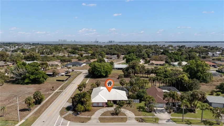 Aerial perspective of suburban area