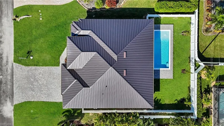Drone / aerial view of a pool