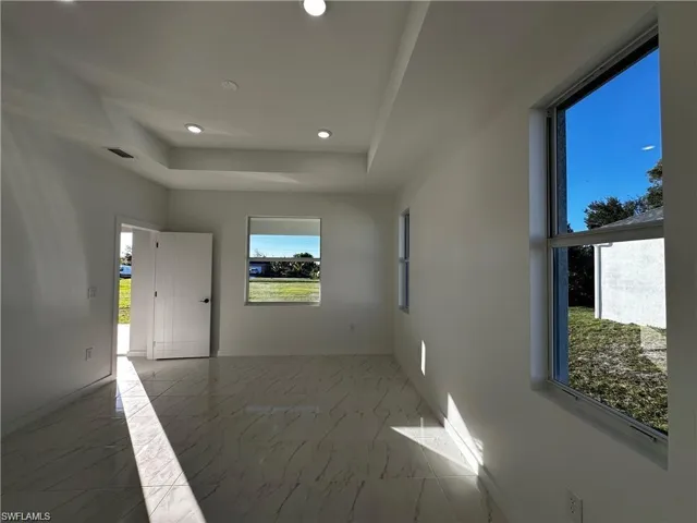 Spare room with a raised ceiling