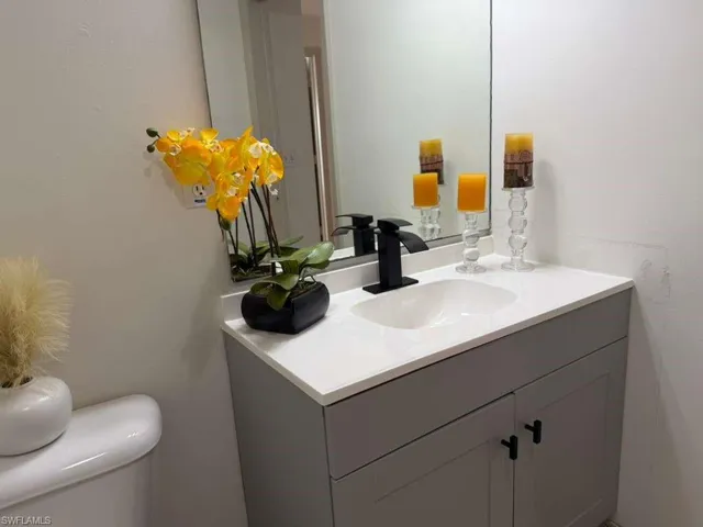 Bathroom with vanity and toilet