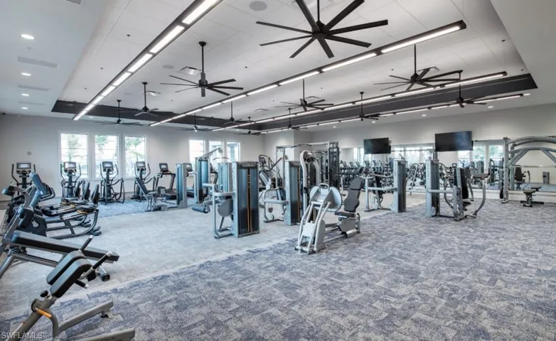 Workout area featuring carpet