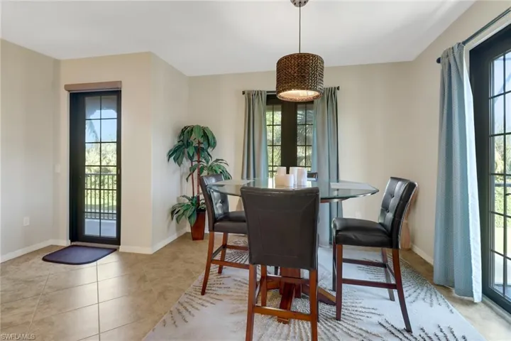 View of tiled dining room