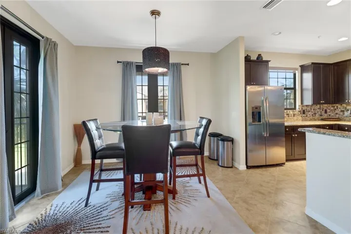 View of tiled dining area