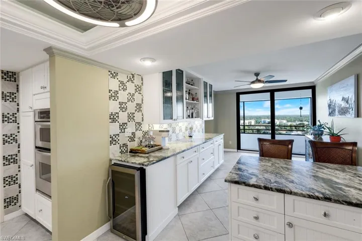 Set up your beverage bar, coffee, tea or booze please...wine cooler included, Wall ovens...
