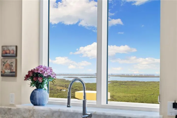 Kitchen view of nearby water