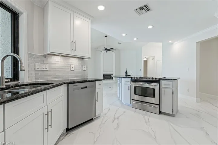 View from Kitchen to Living Area.