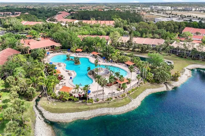Aerial view of a pool area