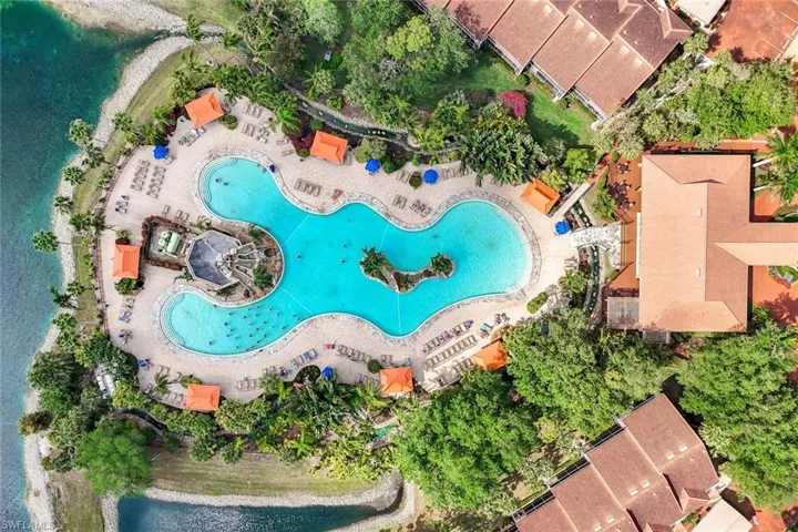Drone / aerial view of a pool
