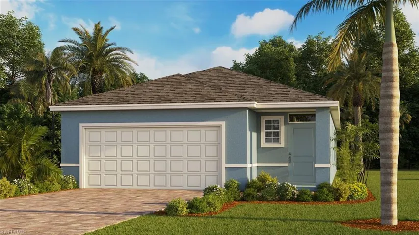Garage with decorative driveway