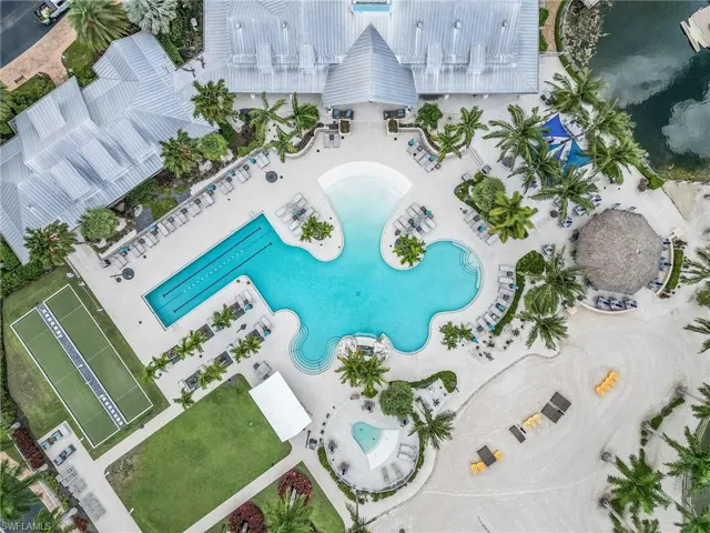 Aerial view of a pool area