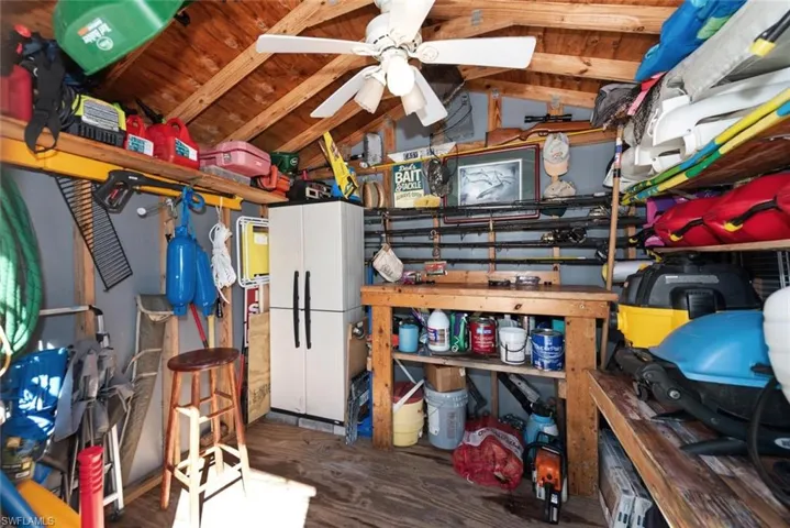 Storage with ceiling fan