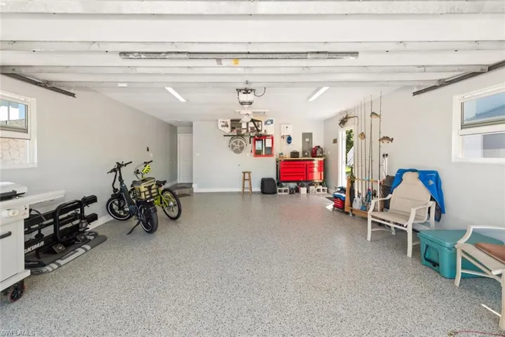 Garage featuring electric panel