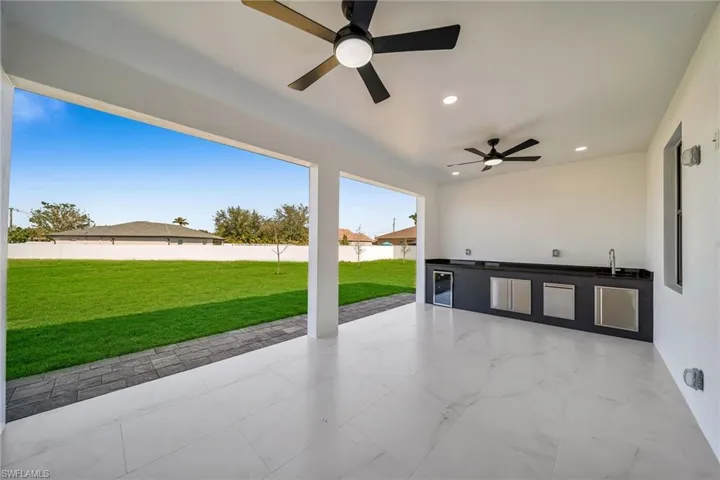 View of patio with area for grilling