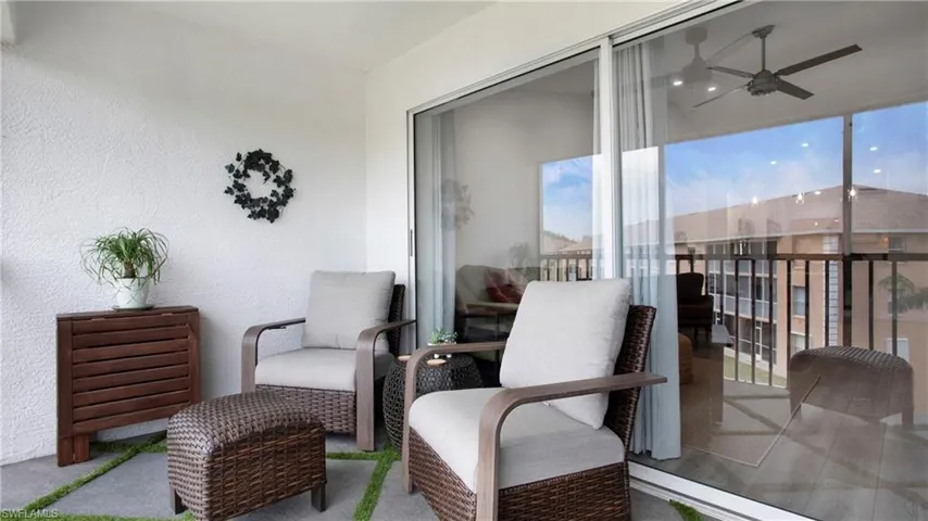 Balcony with a ceiling fan