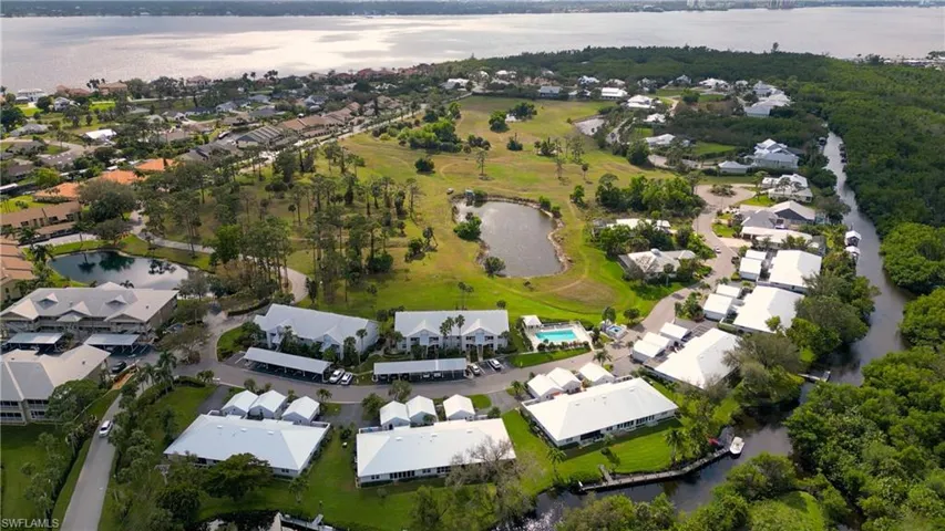 Aerial view with river in the background