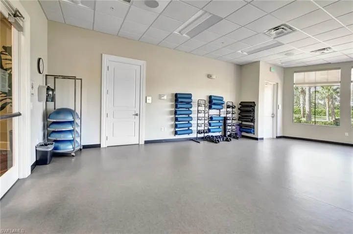 Exercise room for fitness classes