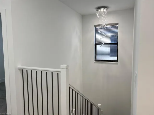 Stairway with chandelier