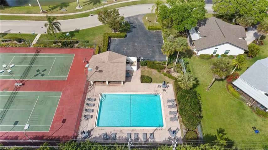 Aerial view of a pool area