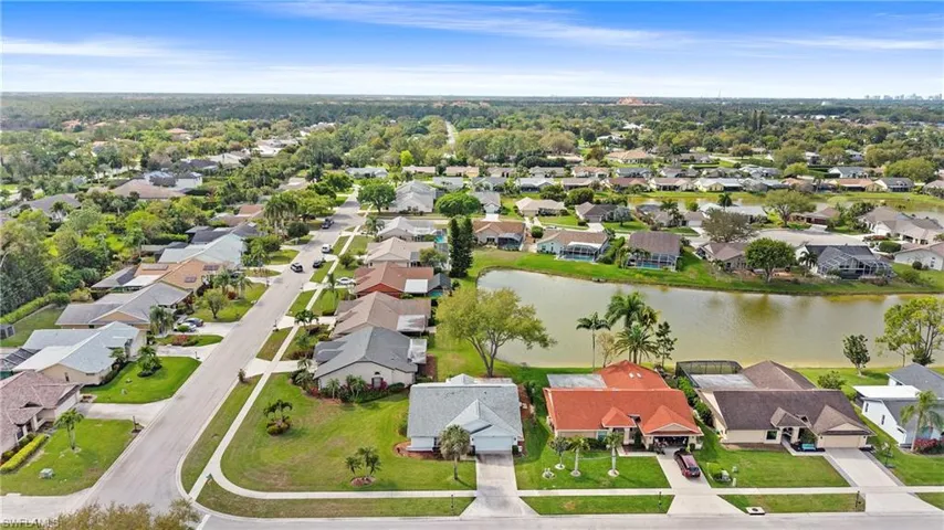 Aerial perspective of suburban area