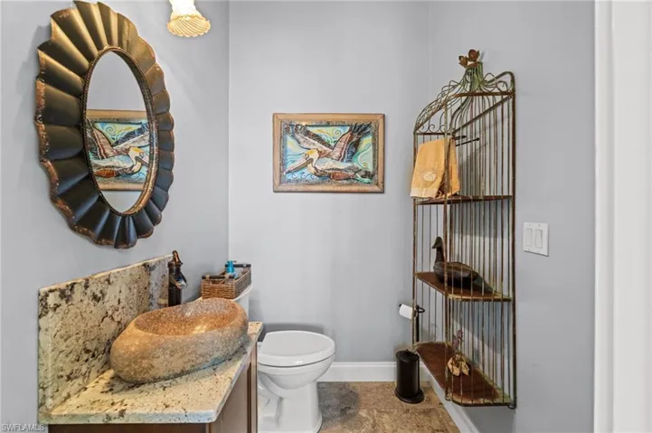 Bathroom with vanity and tile patterned floors