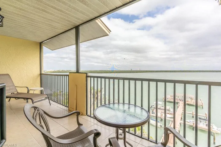 Balcony with a water view