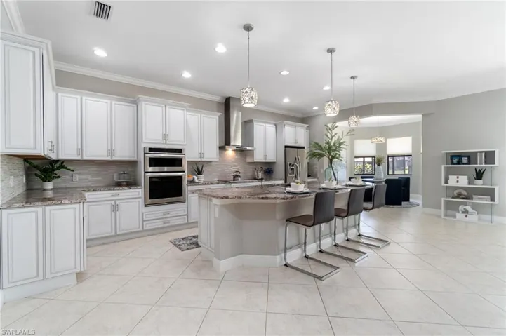 Oversized island offers additional dining space